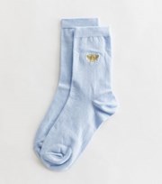 New Look Pale Blue Embroidered Glitter Bee Socks